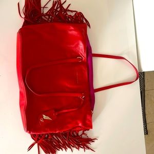 Diane von Furstenberg DvF Red Soft leather purse Large red suede fringe